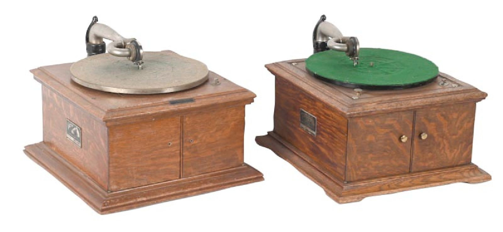 PAIR OF COUNTERTOP DISC PHONOGRAPHS (1 of 1)