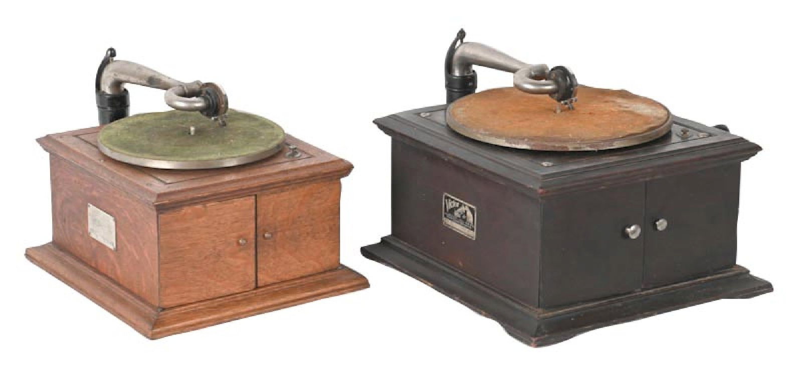 PAIR OF VICTOR COUNTERTOP DISC PHONOGRAPHS (1 of 1)