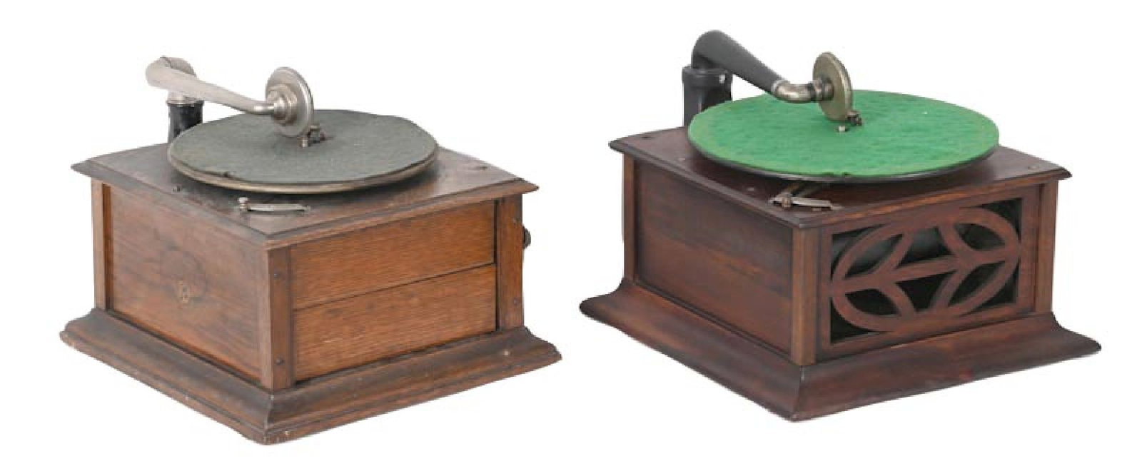 PAIR OF COUNTERTOP DISC PHONOGRAPHS (1 of 2)