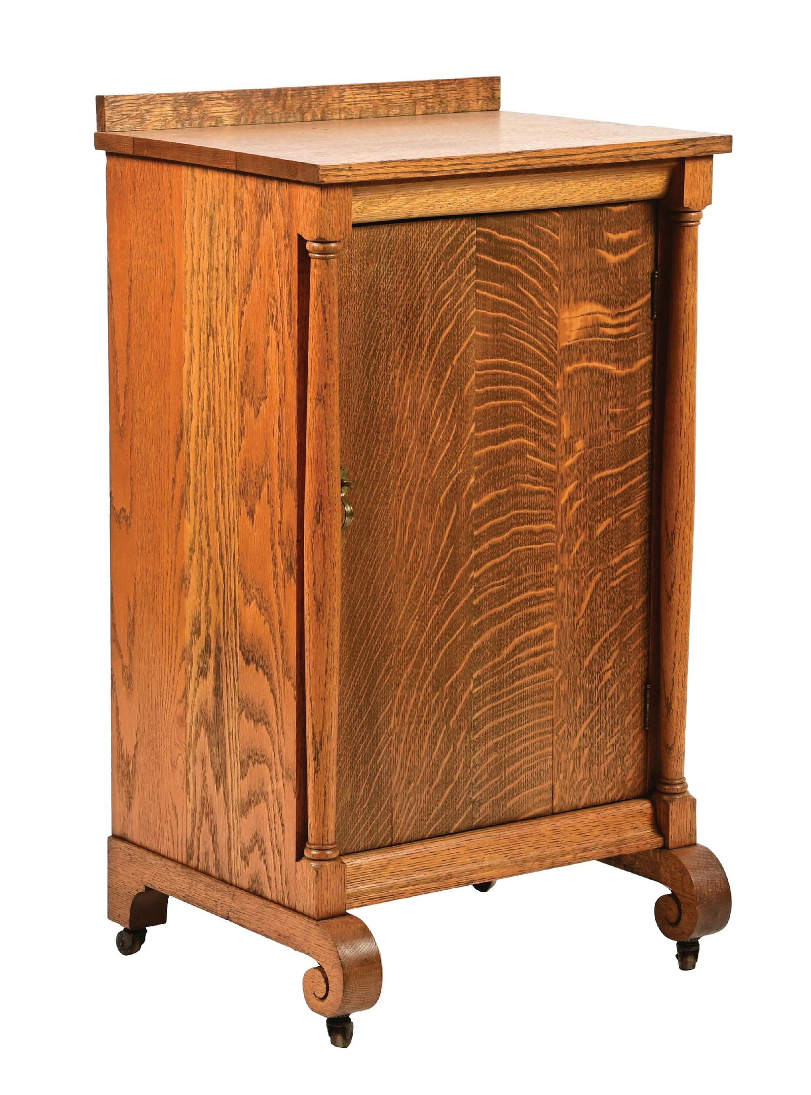 OAK PHONOGRAPH STAND W/ FRONT COLUMNS (1 of 6)