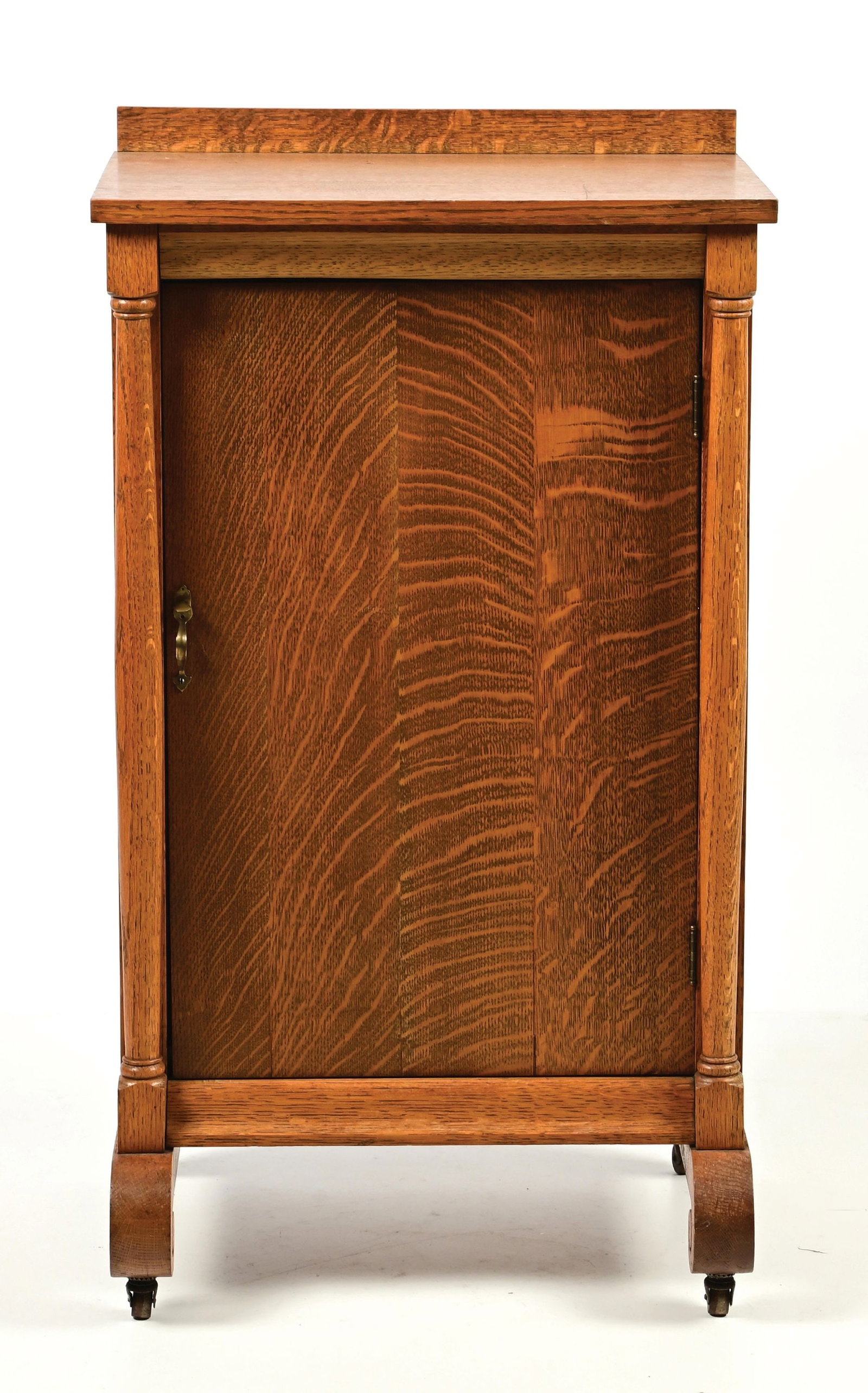 OAK PHONOGRAPH STAND W/ FRONT COLUMNS - 2