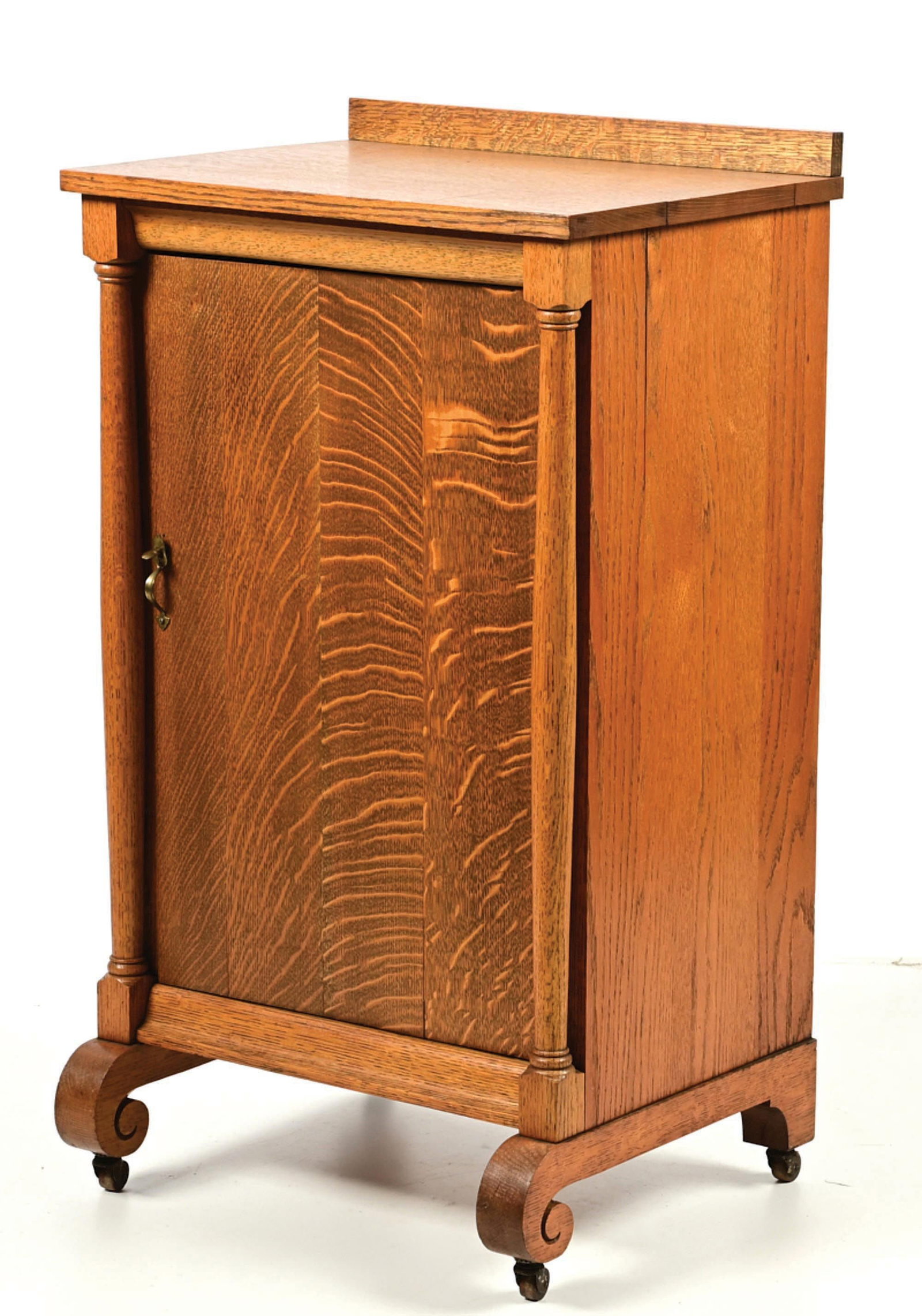 OAK PHONOGRAPH STAND W/ FRONT COLUMNS - 3