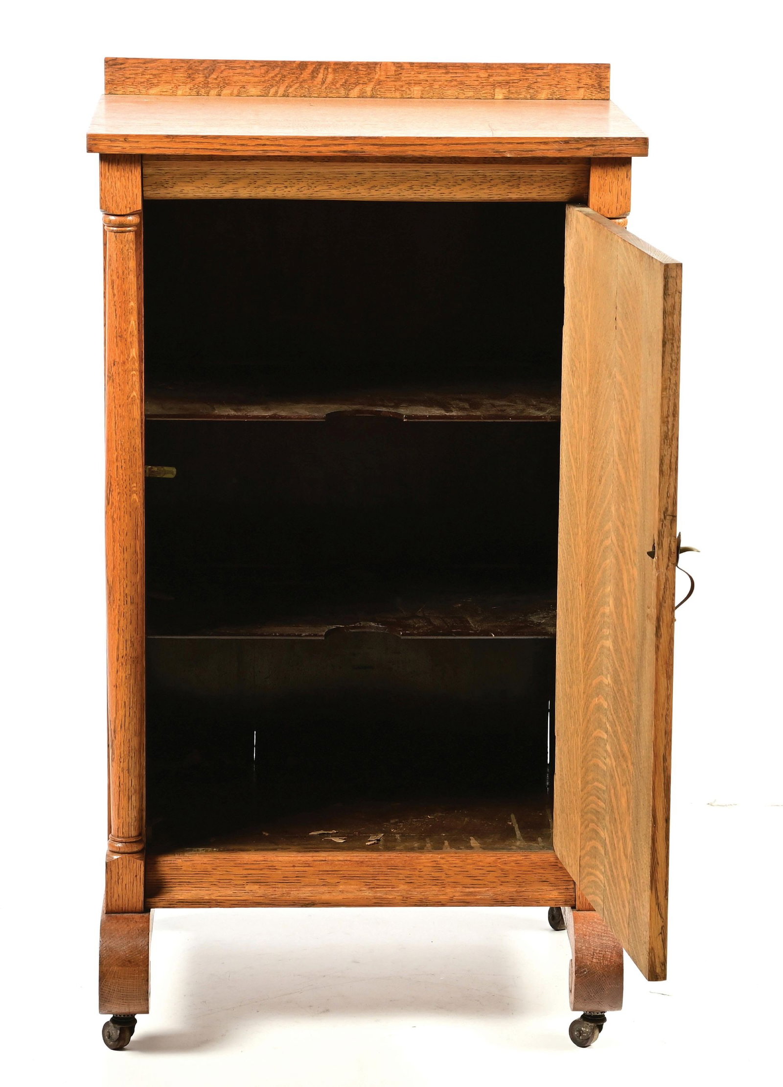 OAK PHONOGRAPH STAND W/ FRONT COLUMNS - 5