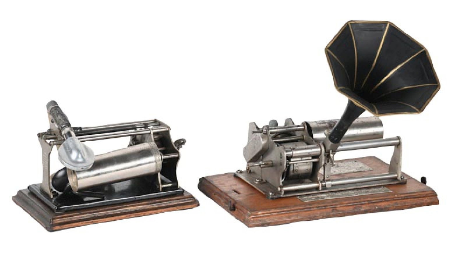 PAIR OF EARLY SMALL MANDREL PHONOGRAPHS (1 of 4)