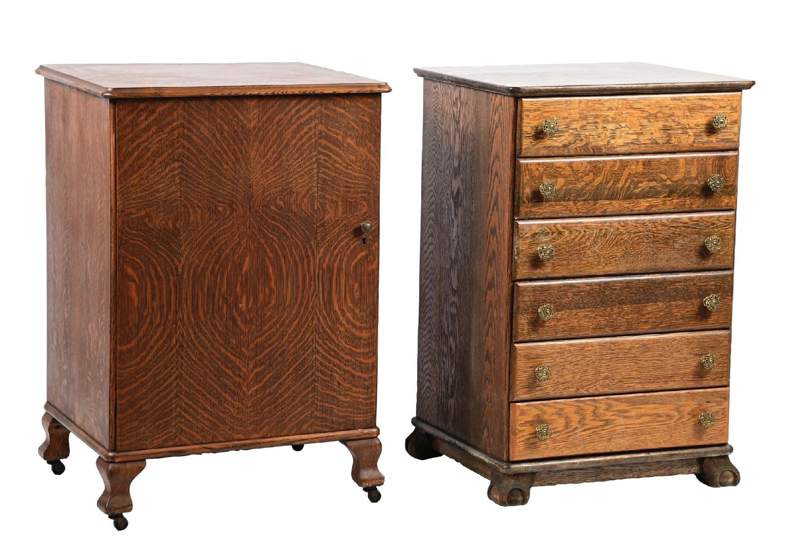 PAIR OF OAK PHONOGRAPH STANDS (1 of 6)