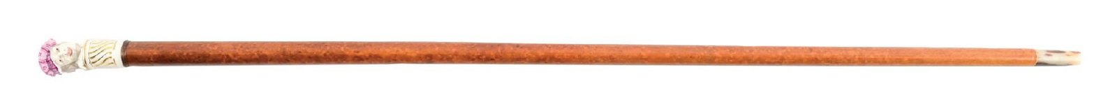 HAND-PAINTED PORCELAIN HEAD CANE W/ WOOD SHAFT (1 of 6)