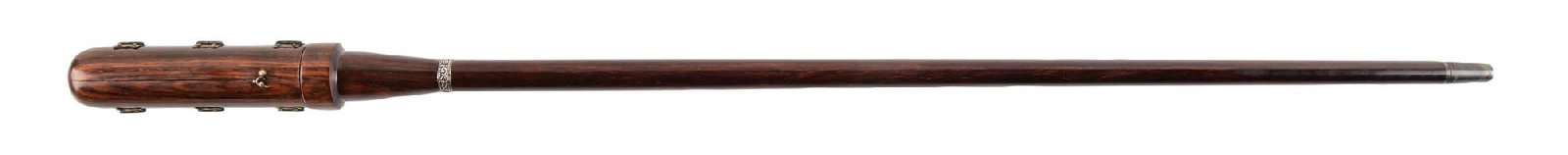 ANTIQUE WALKING STICK WITH ENCLOSED HAND CARVED IVORY TRAVEL-SHRINE HANDLE (1 of 9)