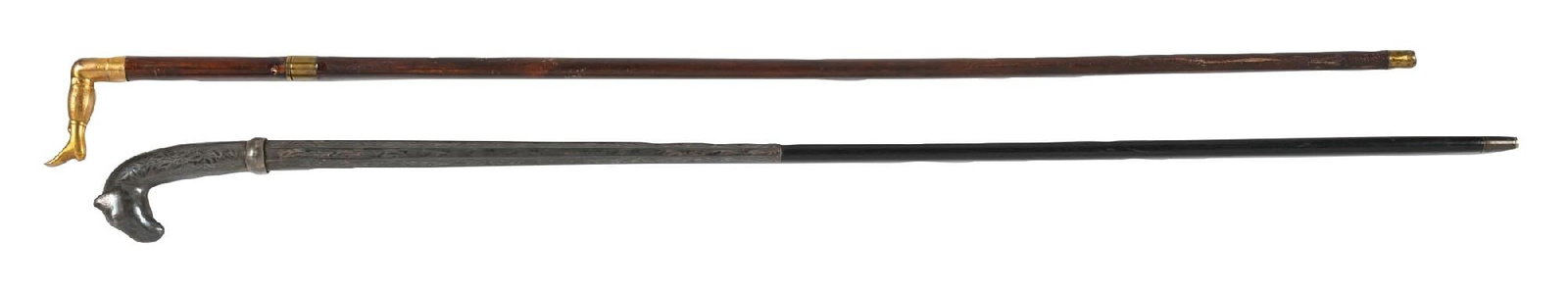 COLLECTION OF 2: DANCE HALL SWORD CANE & SILVER INDIAN SWORD CANE (1 of 8)