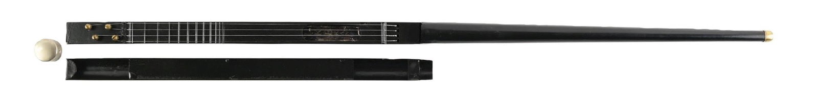 ANTIQUE BLACK METAL MUSICAL WALKING STICK (1 of 4)