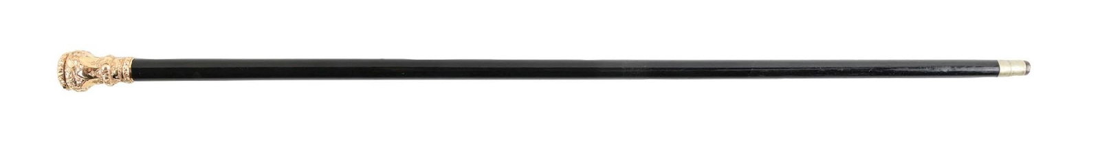 ANTIQUE WALKING STICK CANE W/ GOLD-FILLED REPOUSSE HALLMARKED HANDLE AND EBONY SHAFT (1 of 5)