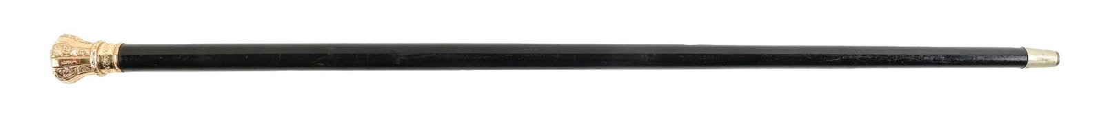 INITIALED PRESENTATIONAL CANE W/ GOLD-FILLED REPOUSSE HANDLE AND EBONY SHAFT (1 of 4)