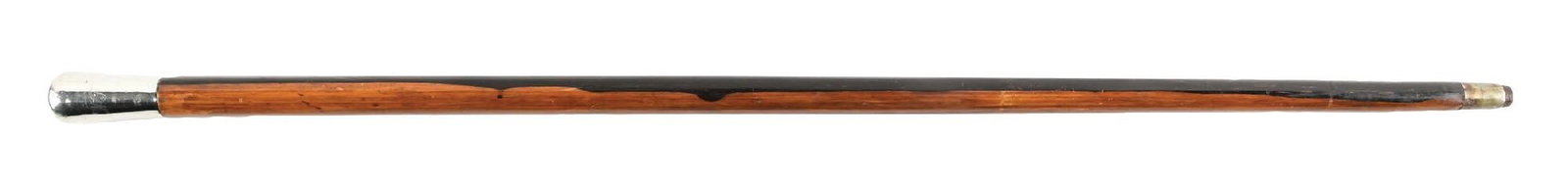 ANTIQUE WALKING STICK CANE WITH WOOD SHAFT AND SILVER HANDLE (1 of 4)