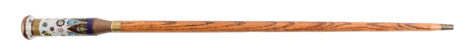 ANTIQUE CLOISONNE ENAMELED WALKING STICK WITH SCREW ON SHAFT (1 of 7)