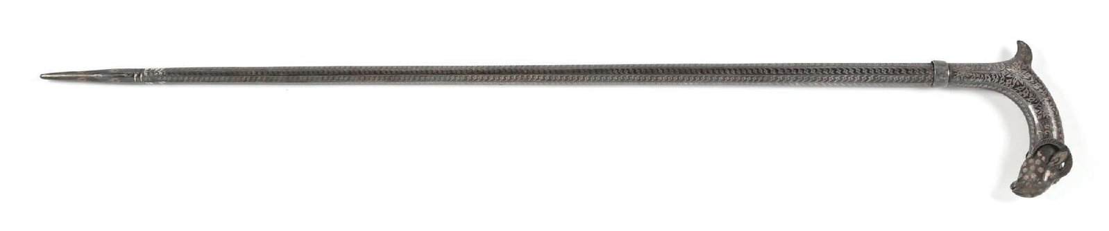 PERSIAN STYLE RAMS HEAD SWORD CANE - 3