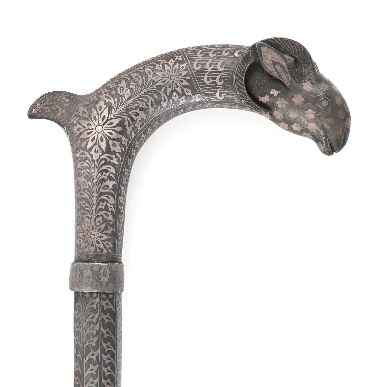 PERSIAN STYLE RAMS HEAD SWORD CANE - 5