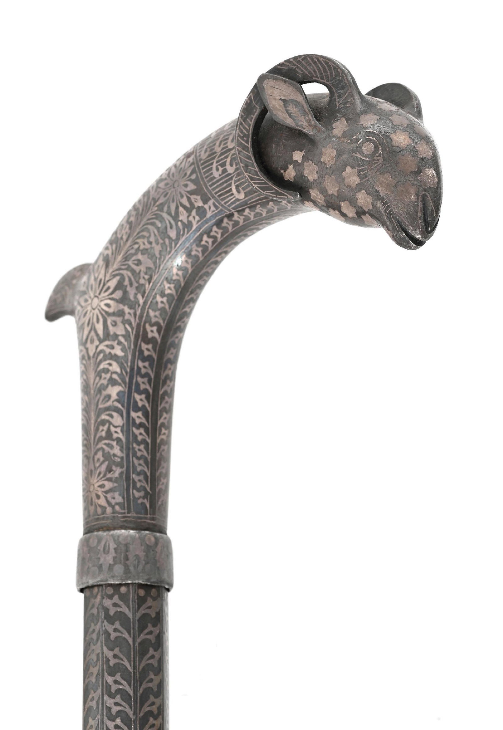 PERSIAN STYLE RAMS HEAD SWORD CANE - 7