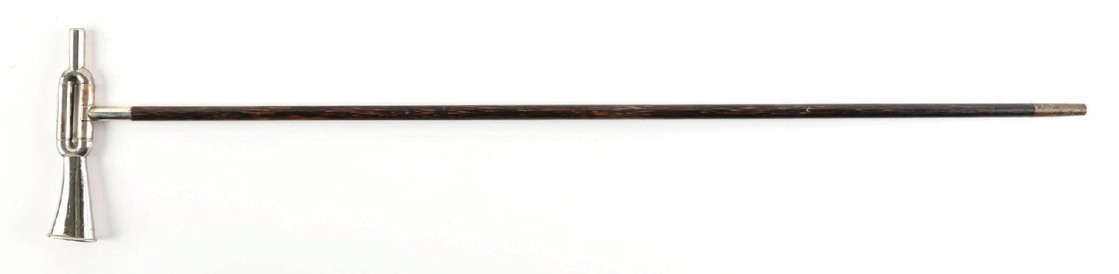 ANTIQUE ENGLISH MADE TRUMPET HANDLE WALKING STICK W/ WOOD SHAFT - 2
