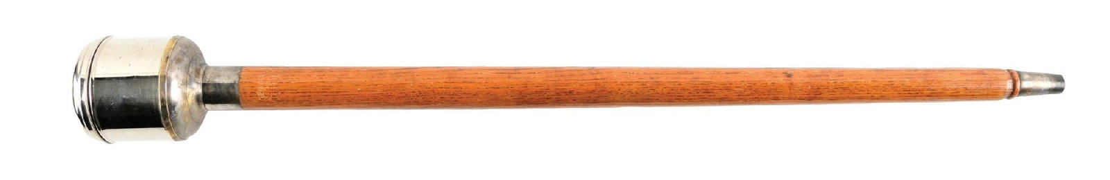 ANTIQUE WALKING CANE MARKED "WIRA" W/ LARGE METAL HIDDEN COMPARTMENT HANDLE AND WOOD SHAFT (1 of 5)