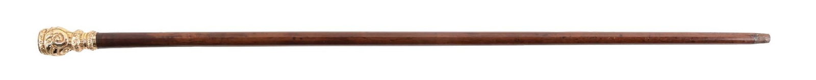 WALKING STICK WITH GOLD PIETRA DURA HORSESHOE INLAY HANDLE (1 of 6)