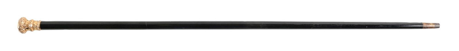 ANTIQUE PRESENTATIONAL WALKING STICK W/ GOLD-FILLED KNOB AND EBONY SHAFT (1 of 6)
