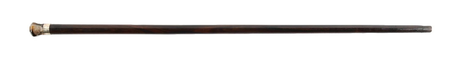 ANTIQUE WALKING STICK WITH WOOD SHAFT AND AGATE HANDLE (1 of 5)
