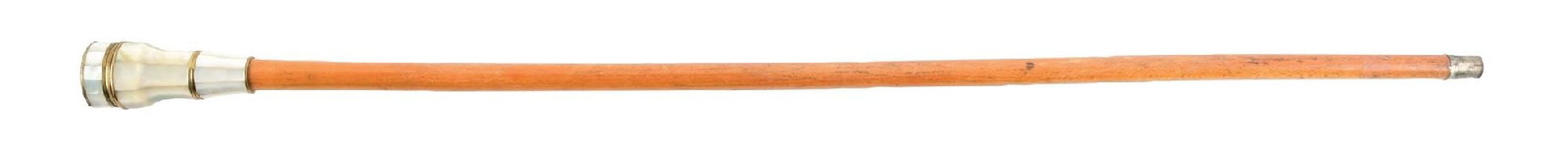 WALKING CANE W/ MOTHER-OF-PEARLS & COMPACT COMPARTMENT HANDLE AND WOOD SHAFT (1 of 7)
