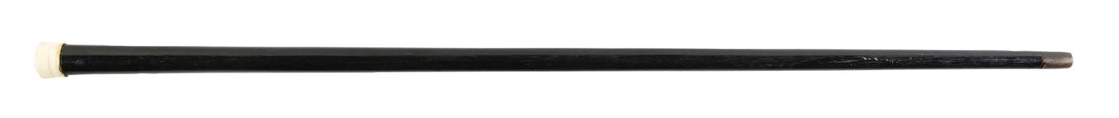 IVORY TIP WITH GOLD COLLAR AND EBONY SHAFT WALKING STICK CANE (1 of 5)