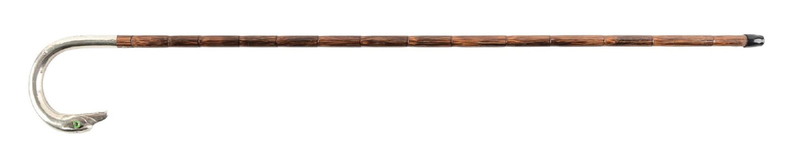 SILVER EAGLE HEAD W/ GLASS EYES HANDLE AND DARK SEGMENTED SHAFT WALKING CANE (1 of 10)