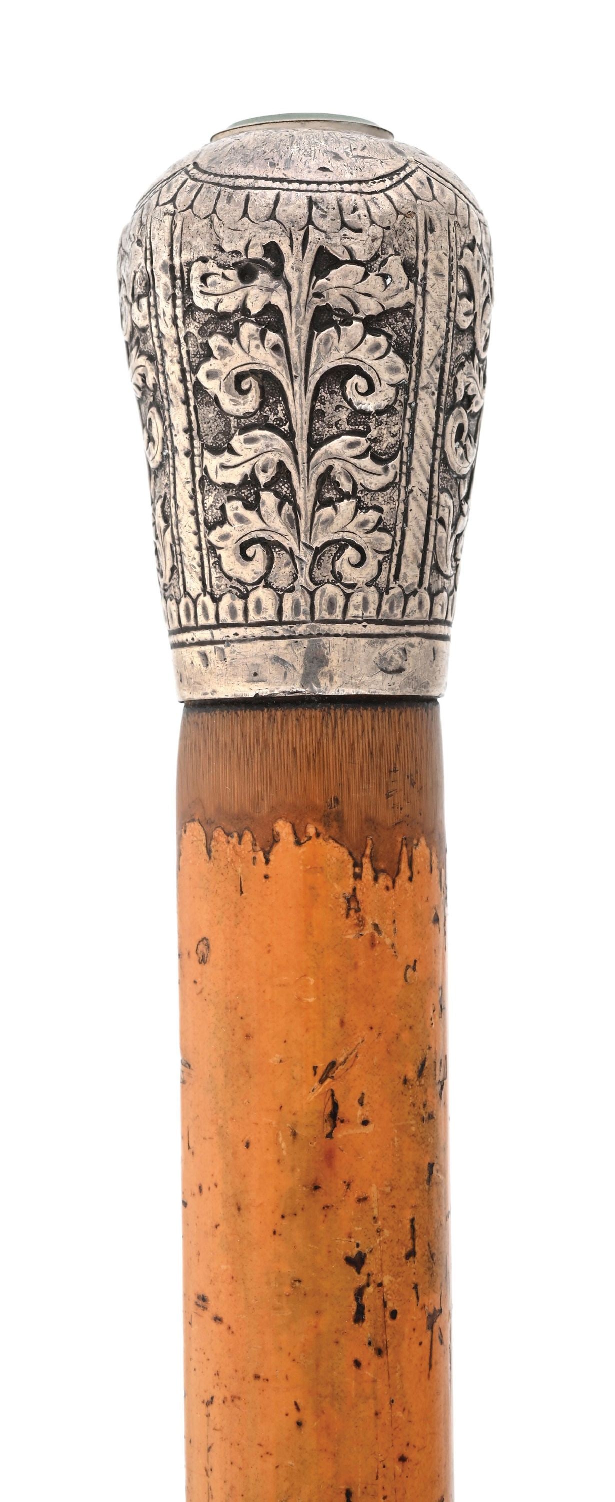 SILVER-TOPPED COMPASS CANE - 3