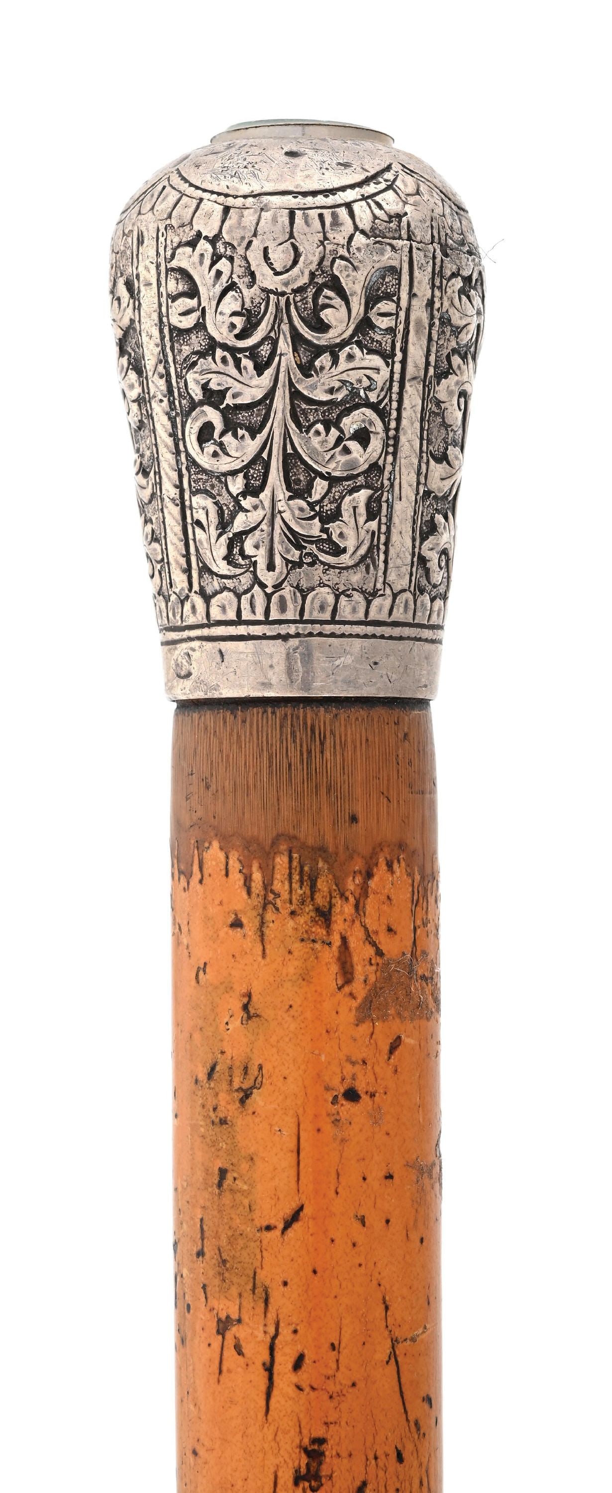SILVER-TOPPED COMPASS CANE - 4