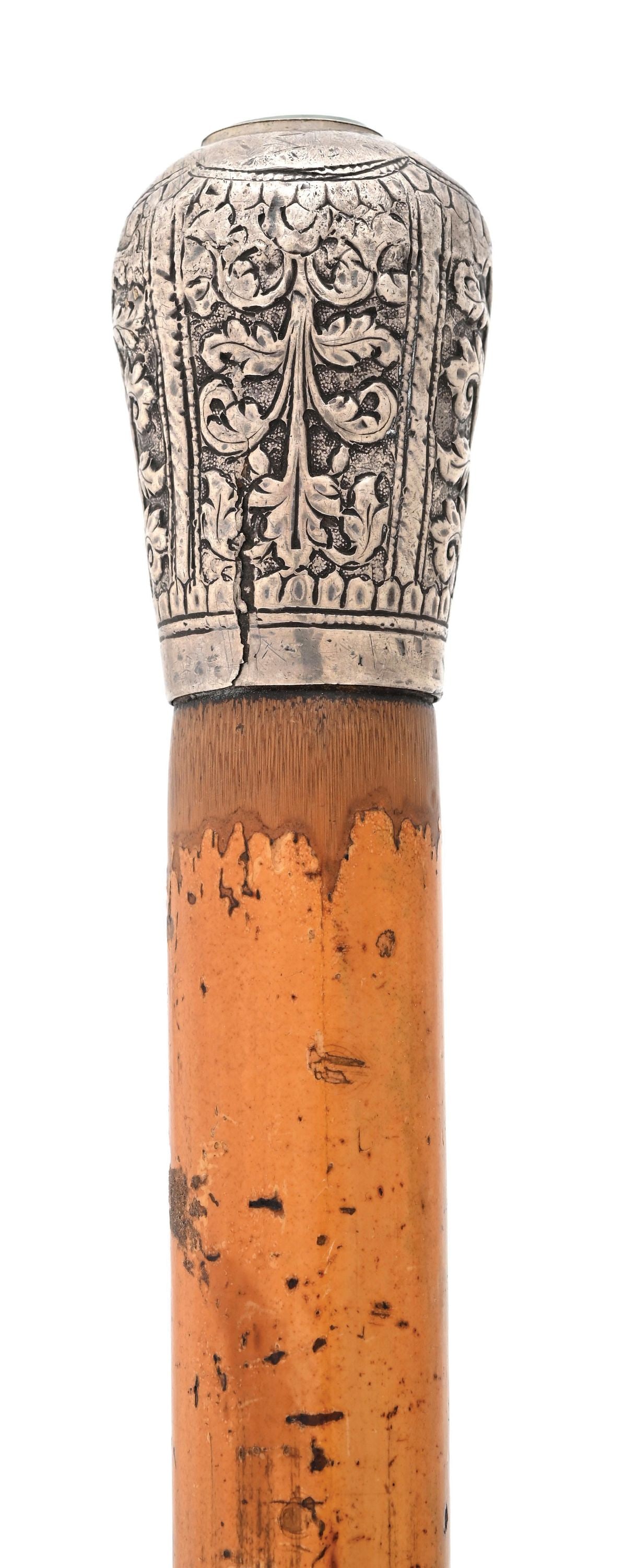SILVER-TOPPED COMPASS CANE - 6