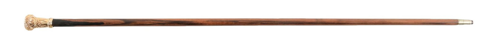 WALKING CANE W/ GOLD-FILLED REPOUSSE KNOB HANDLE AND WOOD SHAFT (1 of 5)