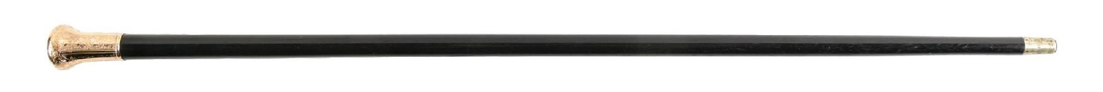 PRESENTATIONAL WALKING CANE W/ GOLD-FILLED GRAPEVINE ETCHED HANDLE AND EBONY SHAFT (1 of 6)