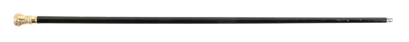 PRESENTATIONAL CANE W/ GOLD-FILLED REPOUSSE HANDLE AND EBONY SHAFT (1 of 5)
