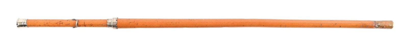 ANTIQUE WOODEN SHAFT WALKING STICK WITH METAL INITIALED TOP (1 of 5)