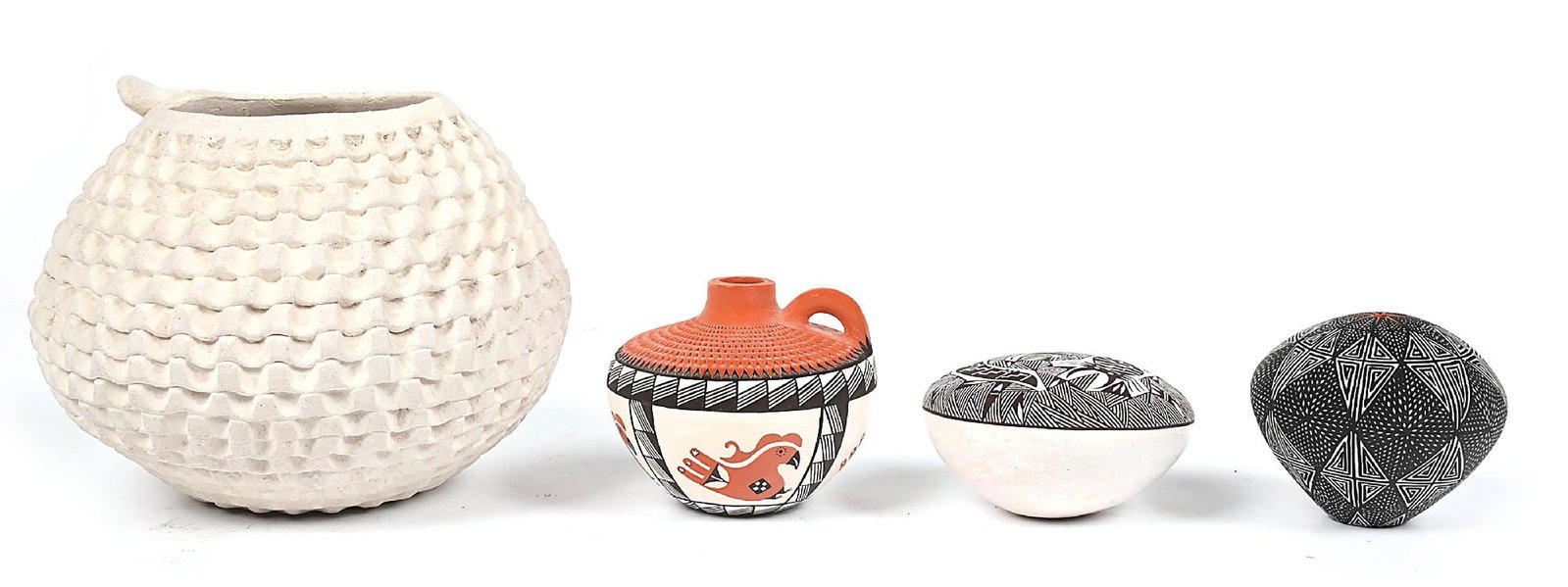 LOT OF 4: ACOMA (ÁAK’U) PUEBLO POTTERY ITEMS (1 of 6)