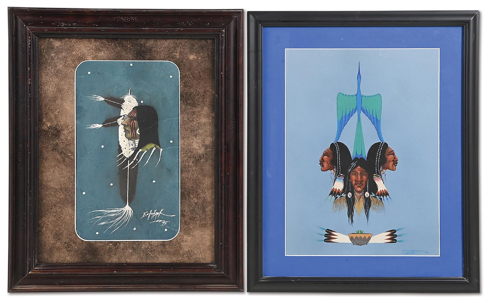 LOT OF 2: NATIVE AMERICAN PAINTINGS (1 of 8)