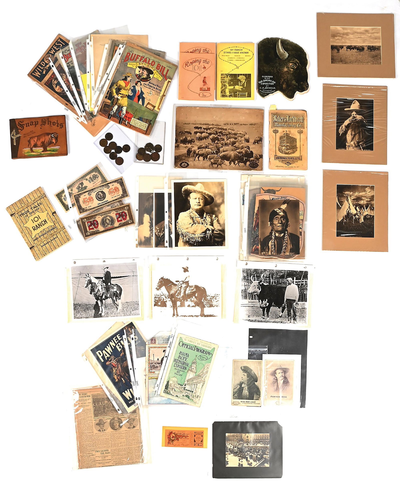 LARGE LOT OF 101 RANCH PAPER ITEMS, TOKENS, ETC. (1 of 1)