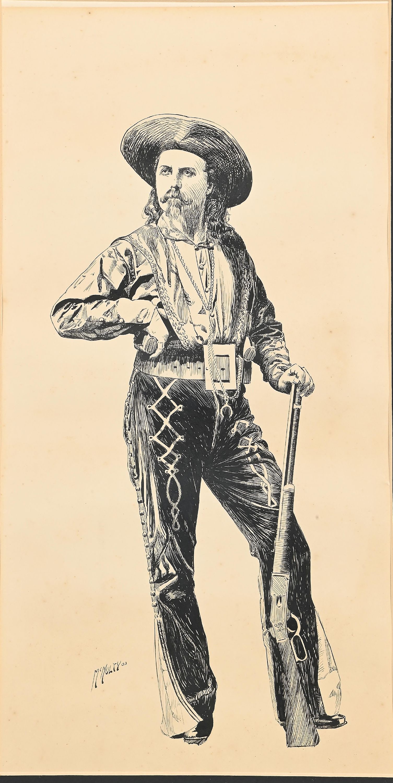 WILLIAM C MCNULTY PEN & INK OF W.F. CODY (1 of 5)