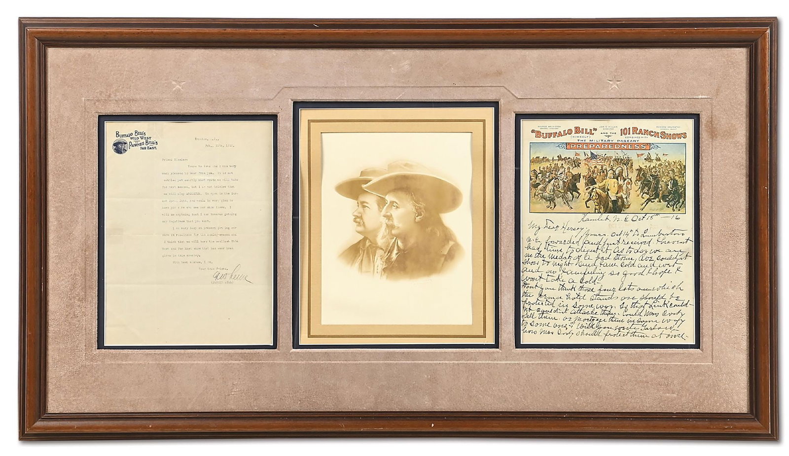 DESIREABLE BUFFALO BILL / PAWNEE BILL "TWO BILLS" WILD WEST SHOW AUTOGRAPHED LETTERS DISPLAY (1 of 6)