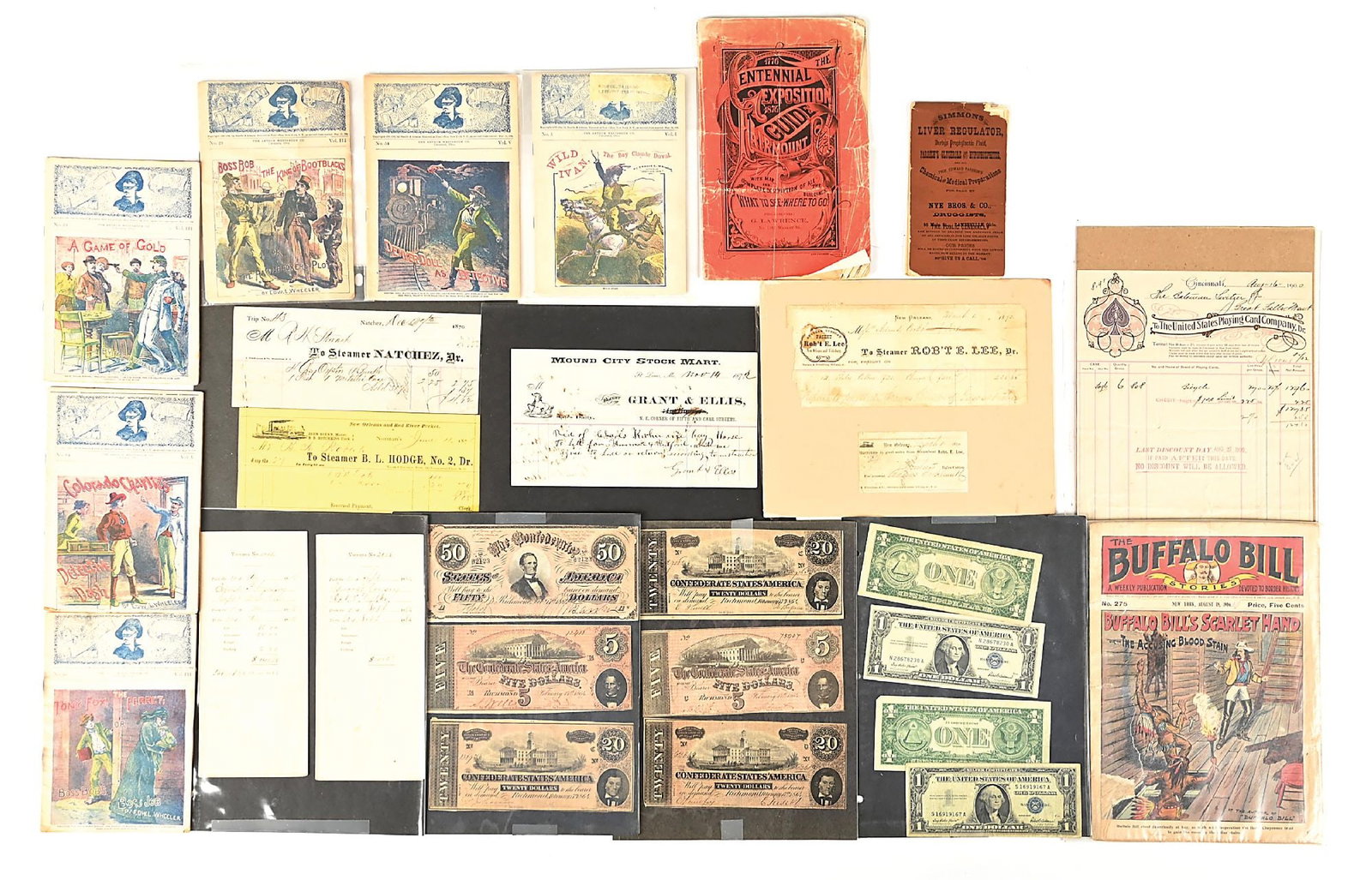 MISCELLANEOUS WESTERN EPHEMERA, CURRENCY, AND DIMESTORE NOVELS (1 of 2)