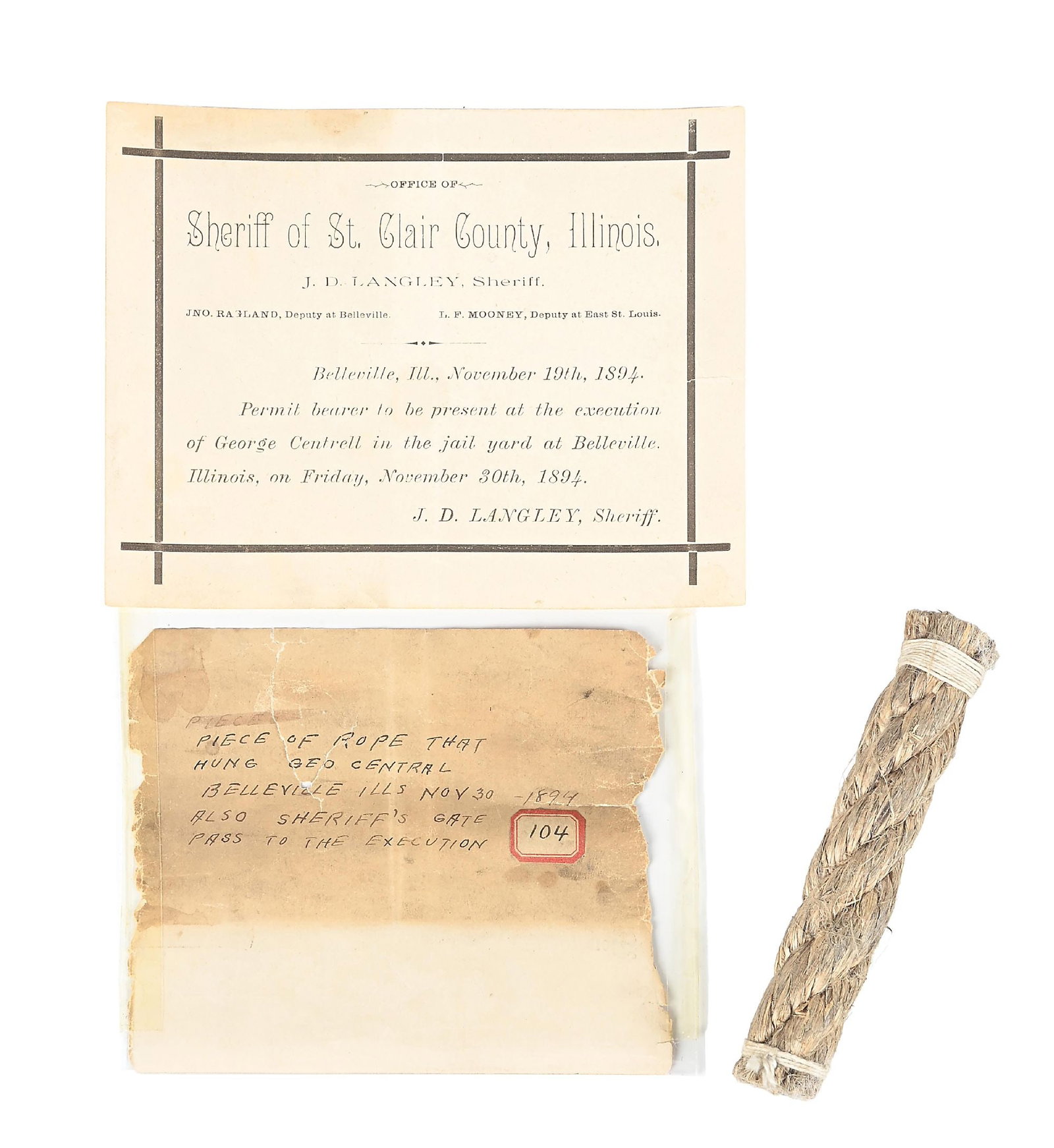 SHERIFF OF ST. CLAIR COUNTY, ILLINOIS HANGING ROPE AND HANGING INVITATION (1 of 5)