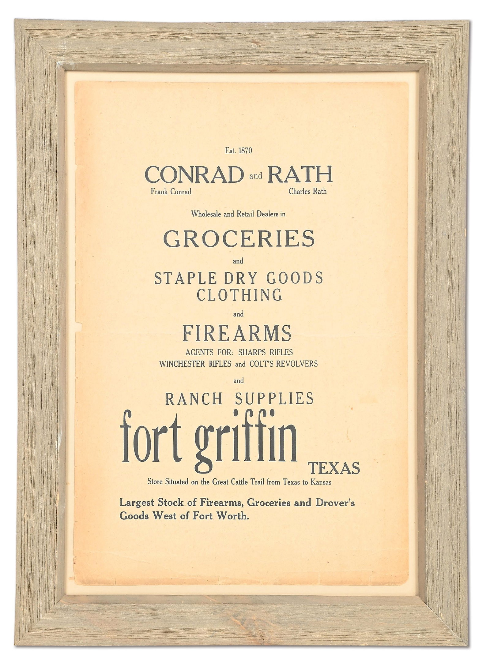 1870S FORT GRIFFIN TEXAS STORE BROADSIDE (1 of 3)