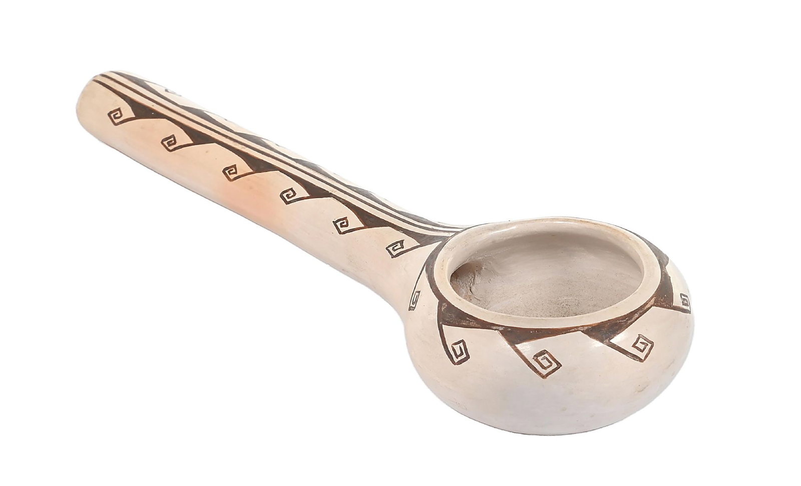 HOPI POTTERY LADLE BY GARNET PAVATEA: Condition: A few scrapes on back side. 12-1/2" W x 4" L x 2-1/4" H Dimensions: 12 - 1/2" x 4" x 2 - 1/4".