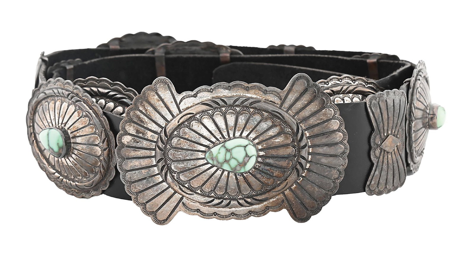 NAVAJO (DINÉ) SILVER & TURQUOISE CONCHO BELT (1 of 6)