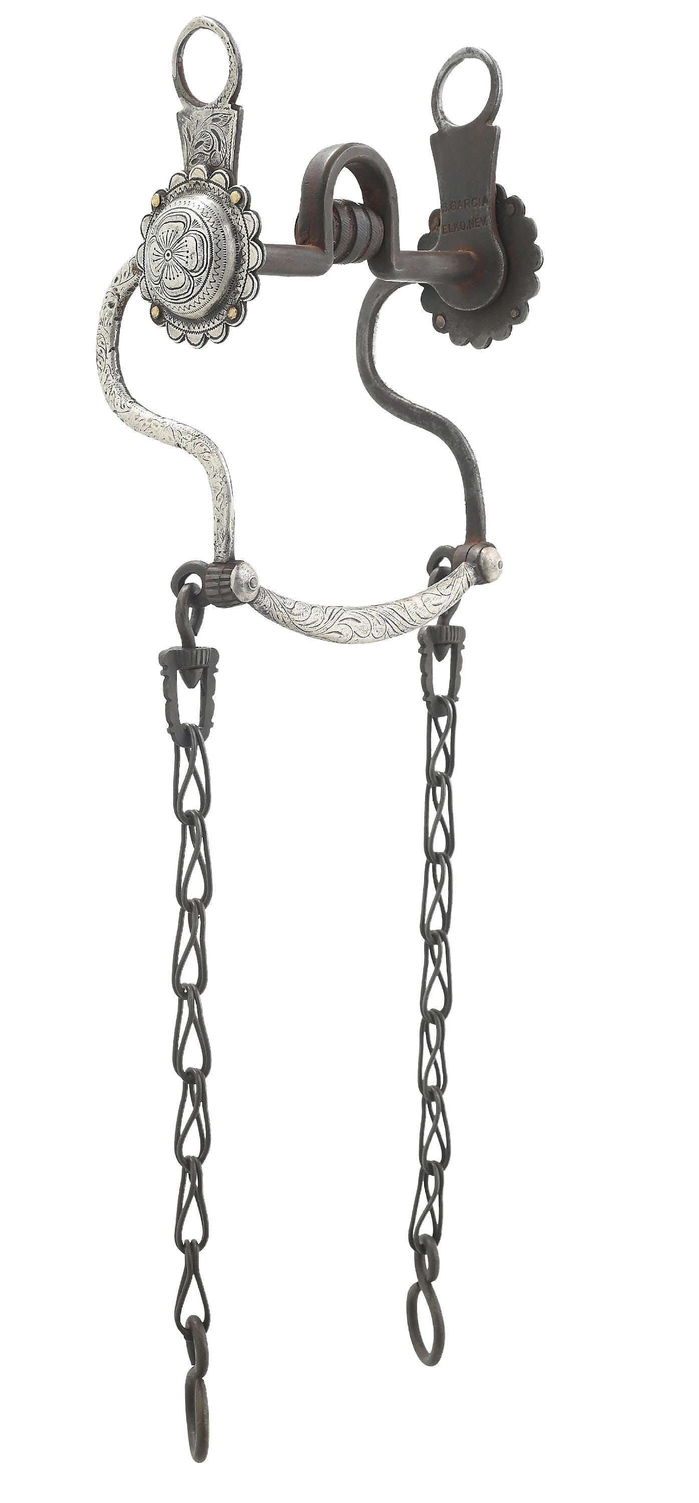 G.S. GARCIA CAVALRY STYLE BIT WITH RARE "AB" MARKING (1 of 8)