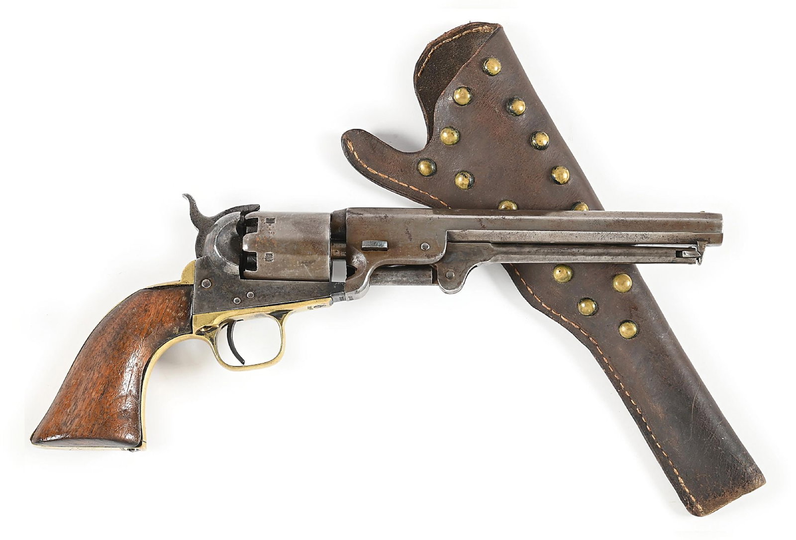 (A) COLT 1851 NAVY PERCUSSION REVOLVER WITH HOLSTER. (1 of 11)