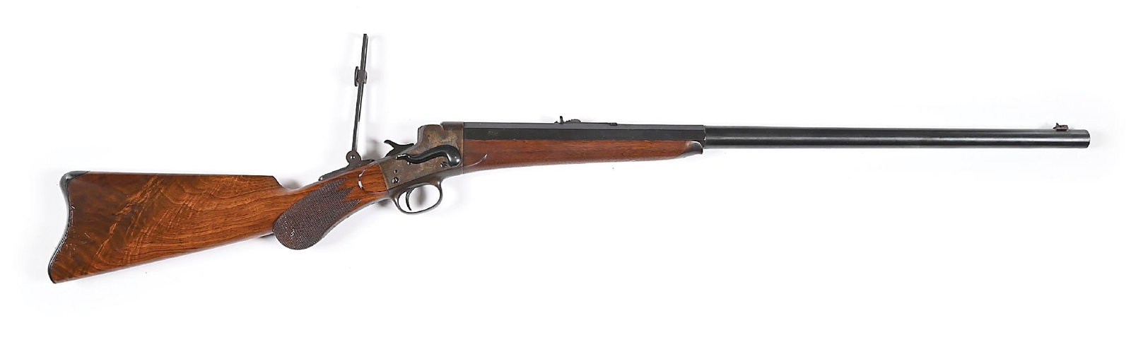 (A) REMINGTON HEPBURN NO. 3 SPORTING AND TARGET SINGLE SHOT RIFLE WITH LONG RANGE SIGHT. (1 of 9)