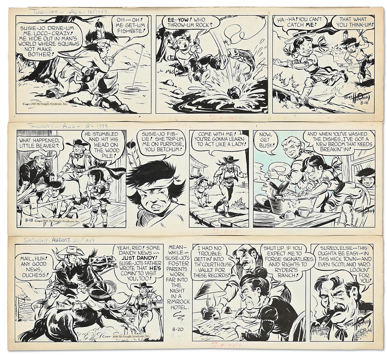 LOT OF 47: 1949 FRED HARMAN RED RYDER DALIES (1 of 3)