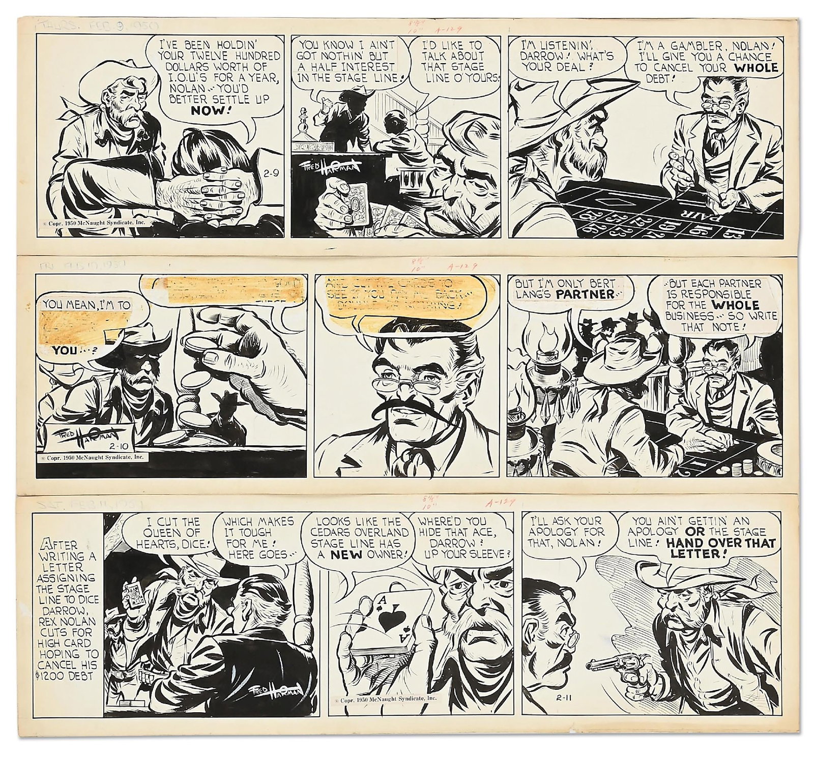 LOT OF 38: 1950 FRED HARMAN RED RYDER DALIES (1 of 3)